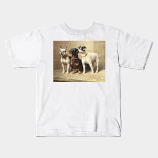 Three Watchful Dogs by Carl Reichert Kids T-Shirt